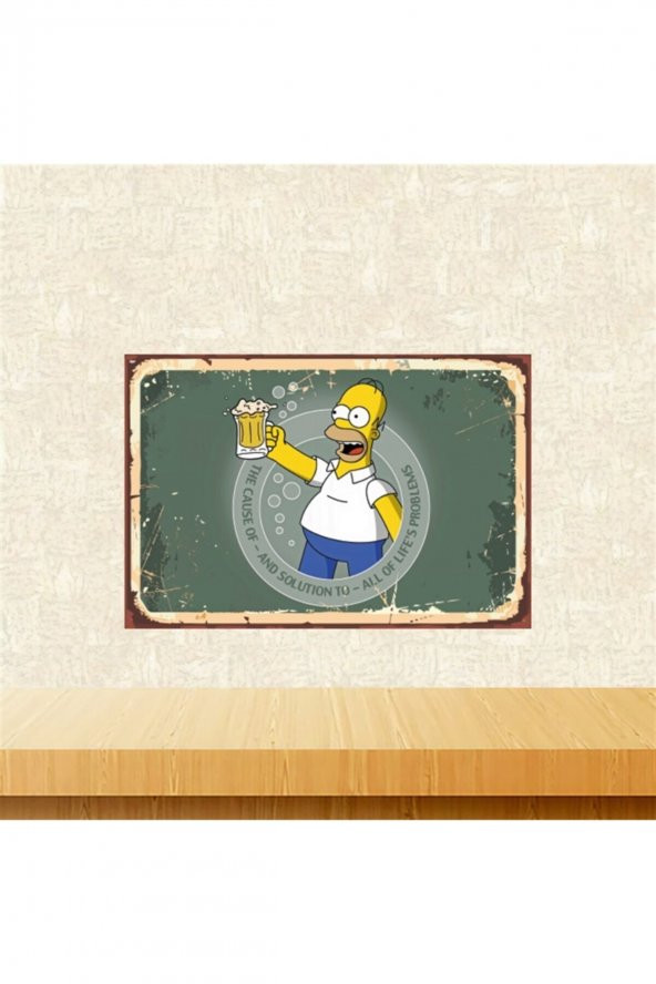 Simpsonlar Tasarımlı 20-30 Cm Retro Ahşap Tablo Tkfx5693