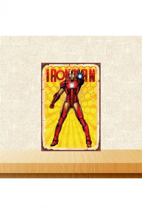 Iron Man Tasarım  Retro Ahşap Tablo Tkfx5844 20-30 Cm