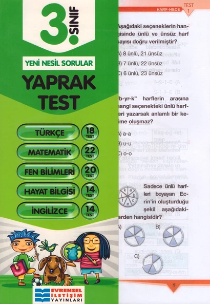EVRENSEL 3.SINIF TÜM DERSLER YAPRAK TEST ürün görseli 1