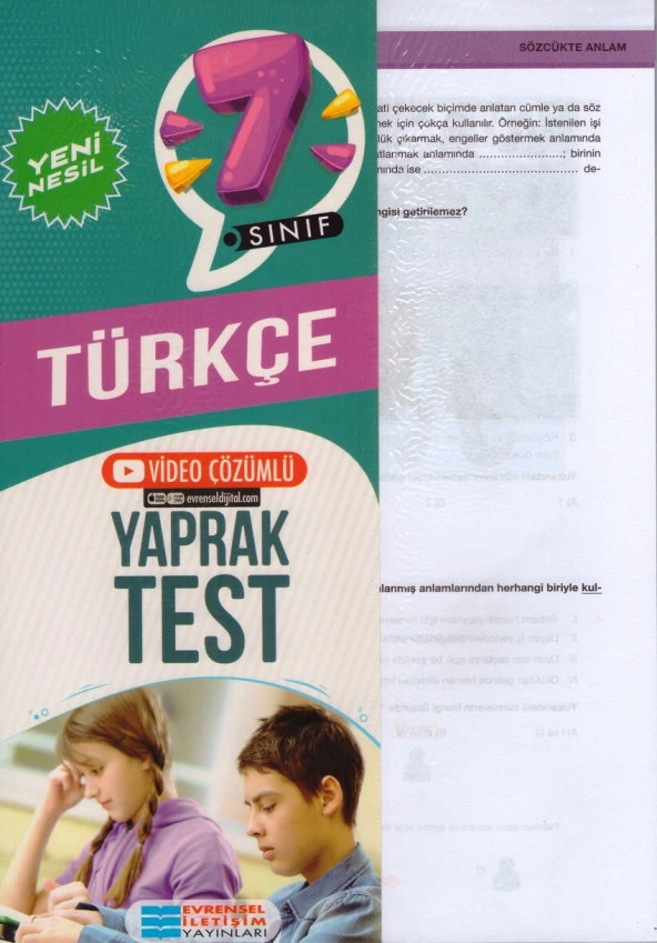 EVRENSEL 7.SINIF TÜRKÇE YAPRAK TEST