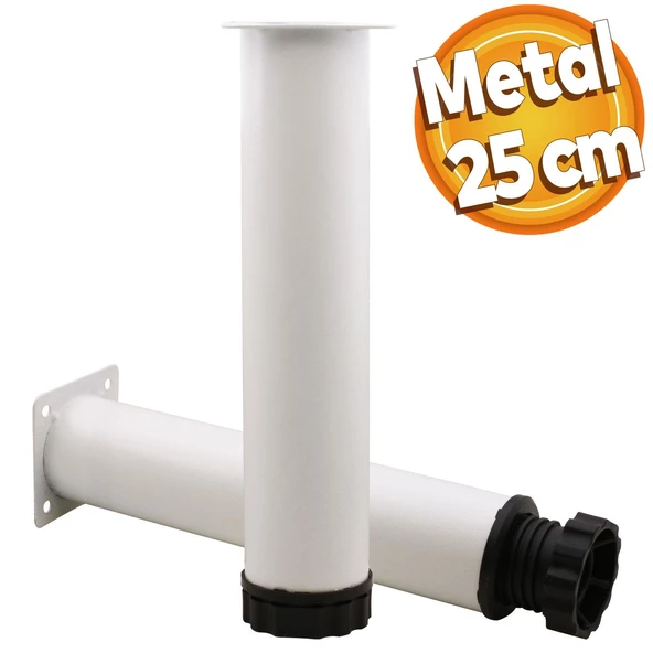 Akça Ayarlanabilir Mobilya Kanepe Koltuk Baza Yükseltme Yükseltici Ayağı Metal Ayakları 25 Cm Beyaz