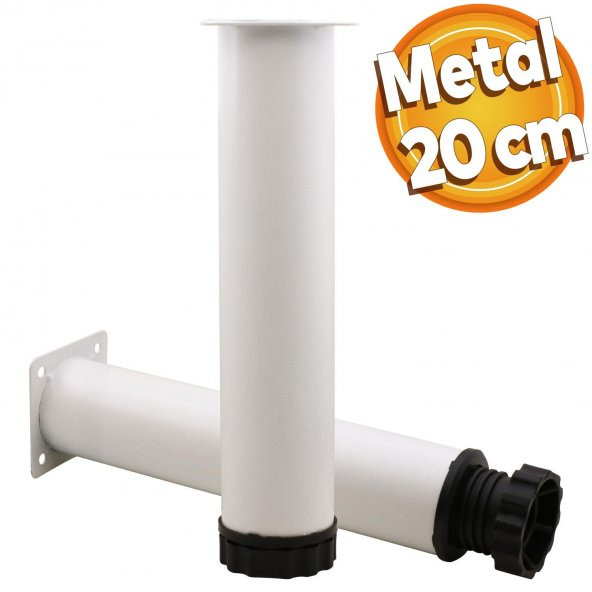 Mobilya Kanepe Baza Koltuk Metal Destek Ayağı Ayarlanabilir Beyaz Ayak 20 cm