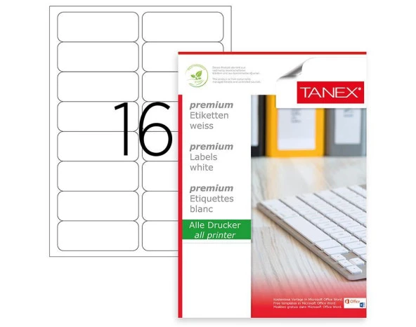 Tanex Laser Etiket 100 YP 99.1x34 Laser-Copy-Inkjet TW-2016 ürün görseli