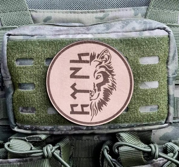 KURT GÖKTÜRKÇE TÜRK - Deri PEÇ - Arma - Askeri Patch - Resim 2