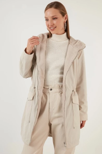 ONLY Bayan Kapüşonlu Çift Taraflı Mont 15208727 - Resim 4