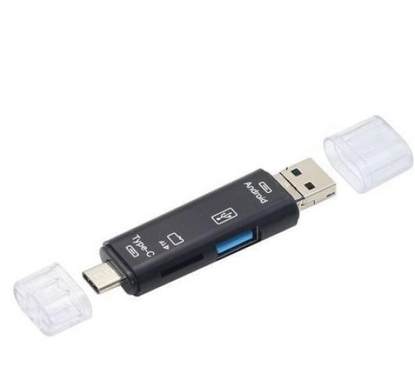 PrimeX PX-5068 Micro USB/ Type C to Micro Sd OTG Çevirici, Otg 3in1 Type-C Ve Micro Usb Tf Çevirici Dönüştürücü Kart Okuyucu