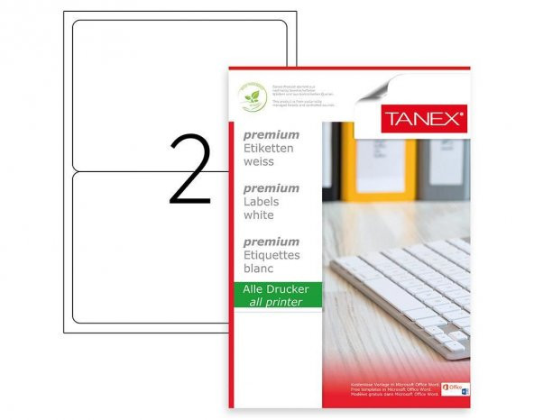 Tanex Laser Etiket 100 YP 199.6x143.5 Laser-Copy-Inkjet TW-2002