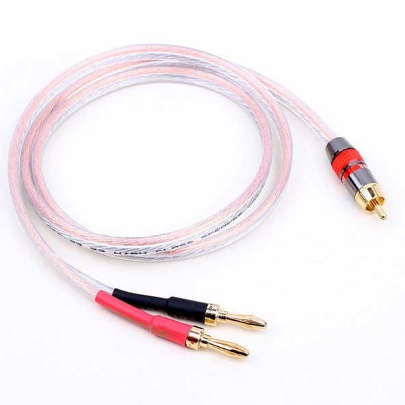1 RCA to 2x Banana Kaliteli Hoparlör Kablosu 5 Metre