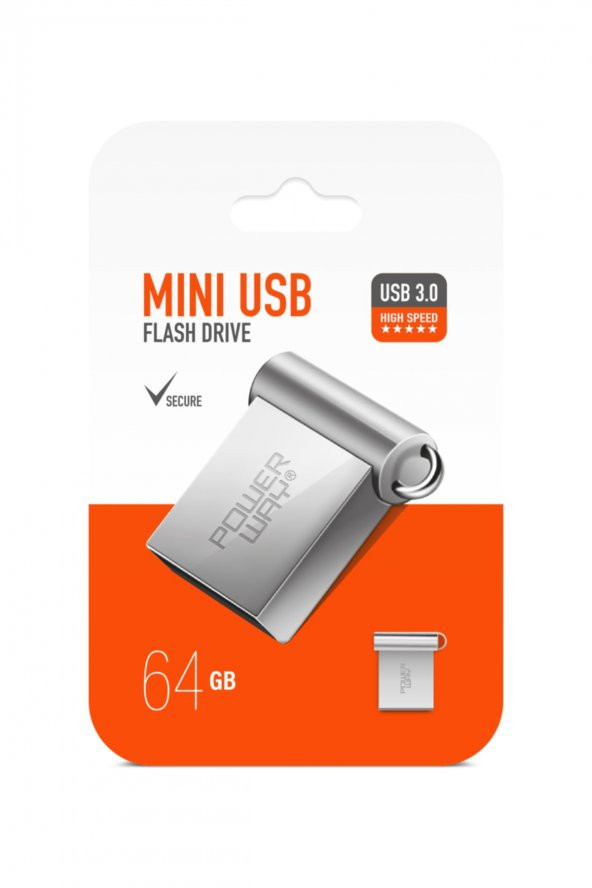 Powerway Mini 64 GB Metal Mini Usb Flash Bellek Usb 3.0 Yüksek Hızlı