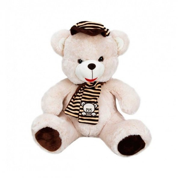 001521 Şapkalı Atkılı Peluş Ayı 50 cm