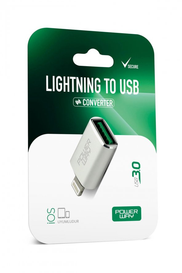 Powerway Lightning to Usb 3.0 (YÜKSEK HIZLI) Veri Aktarımı Apple Uyumlu Otg Çevirici Dönüştürücü