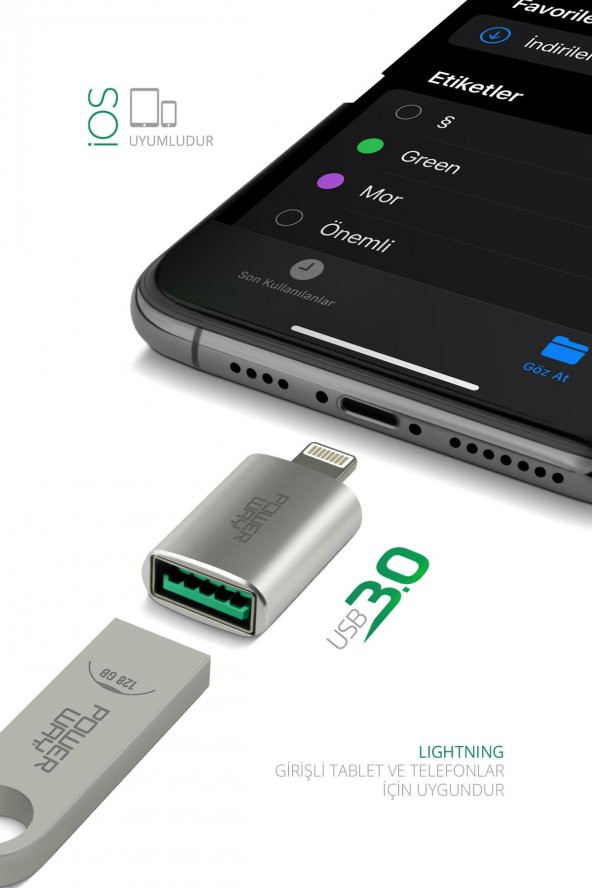 Powerway Lightning to Usb 3.0 (YÜKSEK HIZLI) Veri Aktarımı Apple Uyumlu Otg Çevirici Dönüştürücü - 2