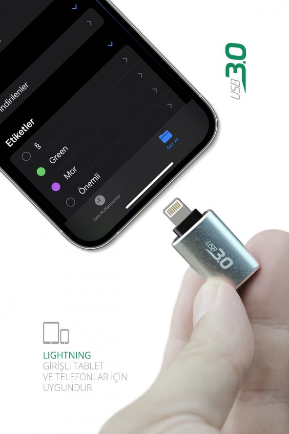 Powerway Lightning to Usb 3.0 (YÜKSEK HIZLI) Veri Aktarımı Apple Uyumlu Otg Çevirici Dönüştürücü - 3