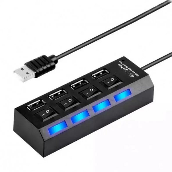 PrimeX PX-2560 Connect Master USB Hub, 4 Port USB 2.0 Çoklayıcı, Anahtarlı USB Çoklayıcı