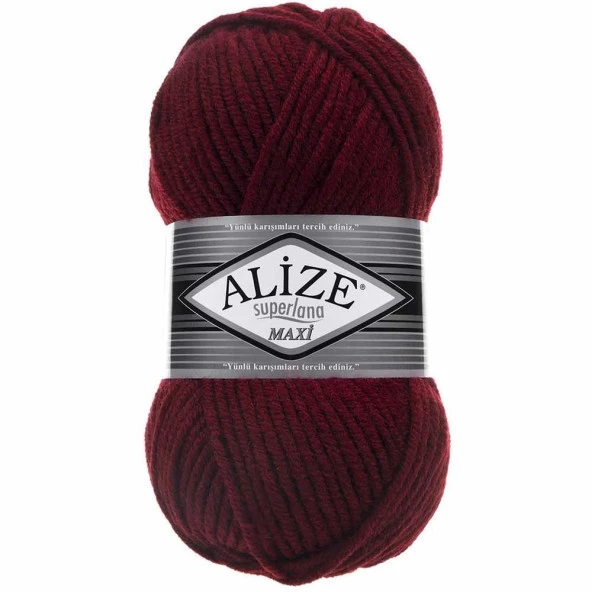 Alize Superlana Maxi Örgü İpi 57 Bordo