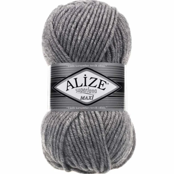Alize Superlana Maxi Örgü İpi 21 Gri Melanj