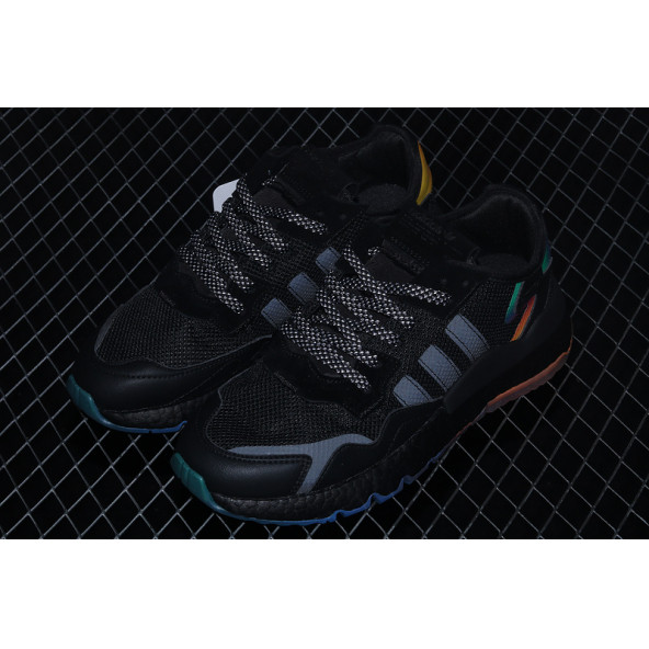Adidas Nite Jogger Erkek Spor Ayakkabı Siyah Fosfor - 4