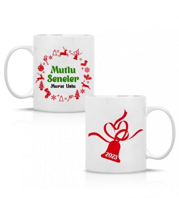 Kişiye Özel Yeniyıl 2023 Baskılı Porselen Beyaz Kupa Bardak HK2367 ürün görseli