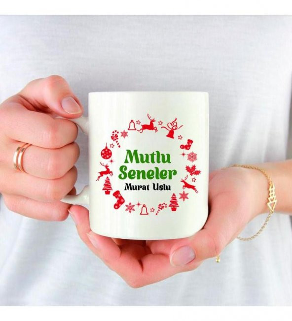 Kişiye Özel Yeniyıl 2023 Baskılı Porselen Beyaz Kupa Bardak HK2367 - Resim 3