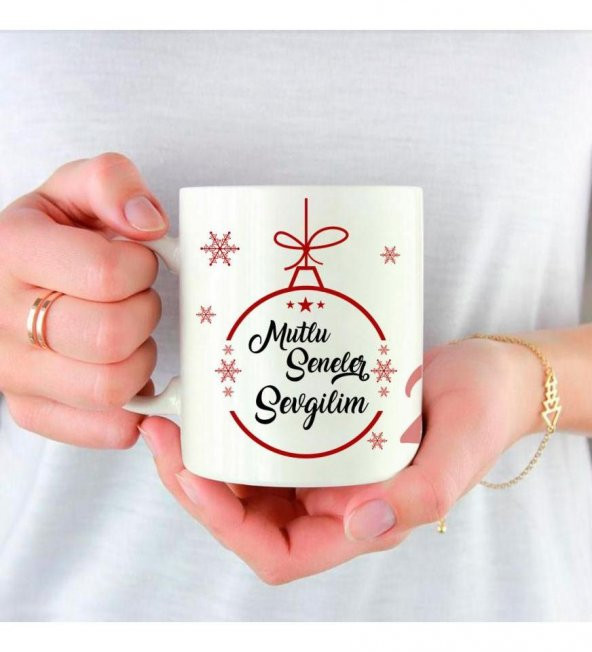 Kişiye Özel Yeniyıl 2023 Baskılı Porselen Beyaz Kupa Bardak HK2365 - 2