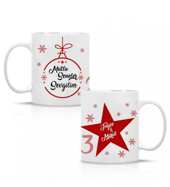 Kişiye Özel Yeniyıl 2023 Baskılı Porselen Beyaz Kupa Bardak HK2365 - 3