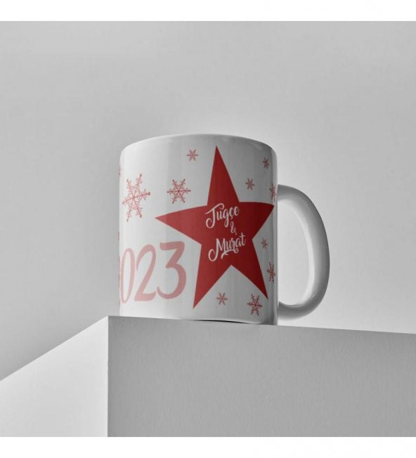 Kişiye Özel Yeniyıl 2023 Baskılı Porselen Beyaz Kupa Bardak HK2365 - 4