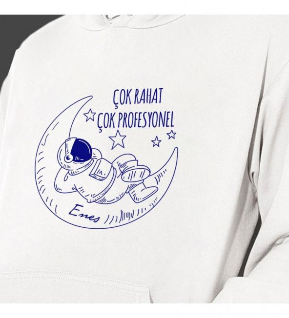 Kişiye Özel Çok Rahat Çok Profesyonel Baskılı Kapşonlu Beyaz Unisex Sweatshirt HK2362