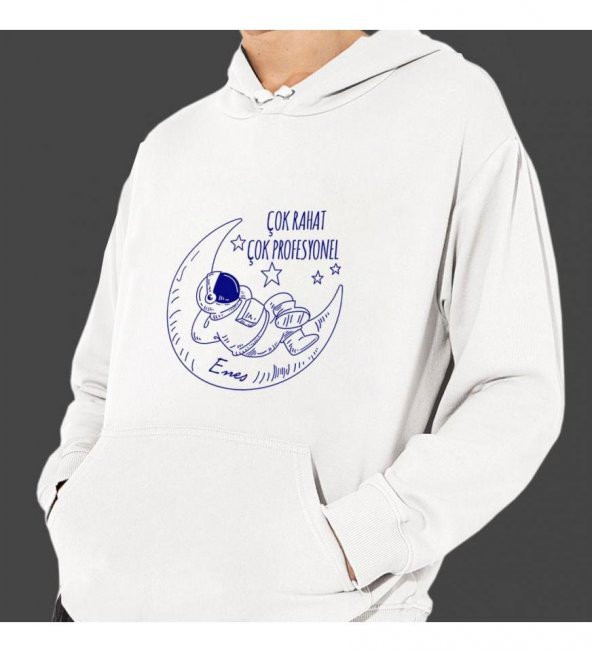 Kişiye Özel Çok Rahat Çok Profesyonel Baskılı Kapşonlu Beyaz Unisex Sweatshirt HK2362 - 2