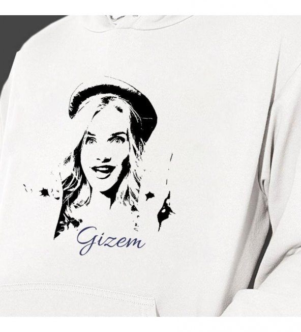 Kişiye Özel Siyah Beyaz Fotoğraf Baskılı Kapşonlu Beyaz Unisex Sweatshirt HK2361