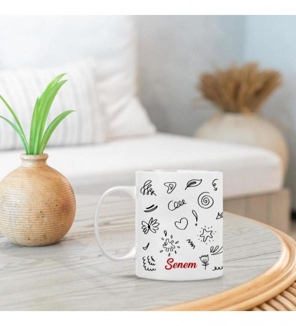 Kişiye Özel İsim Baskılı Porselen Beyaz Kupa Bardak HK2351 - Resim 2