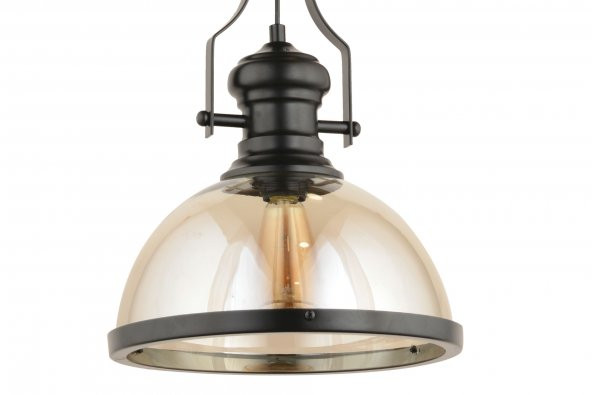 LampaLuce Gladiatore Klasik Tekli Metal ve Camlı Sarkıt Siyah 25x70cm - 2