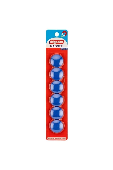 Magnet 30mm (Mıknatıs) Mavi 6`lı Blister