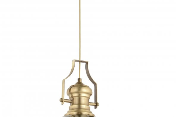 LampaLuce Gladiatore Klasik Tekli Metal ve Camlı Sarkıt Sarı 25x70cm - 3