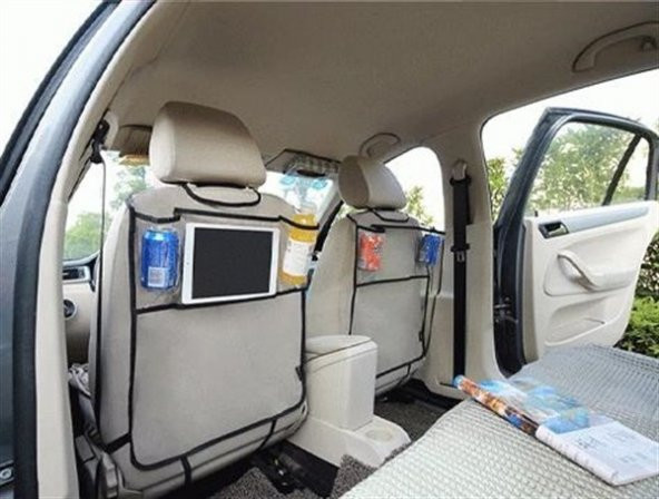 Gozimy Oto Koltuk Arkası Cepli Şeffaf Telefon Tablet ve İçecek Organizeri - 3