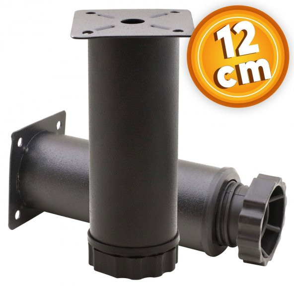 Mobilya Koltuk Metal Destek Ayağı Ayarlanabilir Siyah Ayak 12 cm