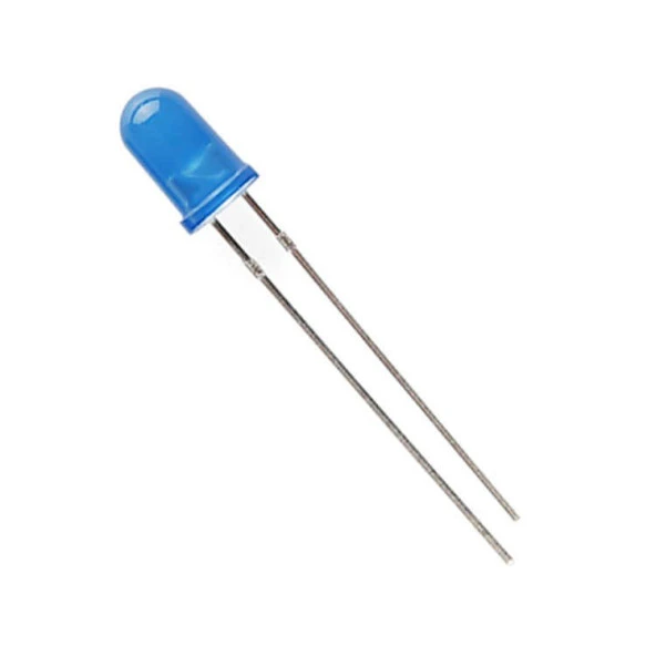 10 Adet - 5mm Diffused Led - Şeffaf Mavi (Blue) - Arduino, Deney