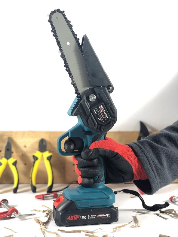 Uzun-kısa Pala Ve Zincir 2x Akü Çantalı Şarjlı Dal Kesme Budama Testere Makine Uzun Pala - 2