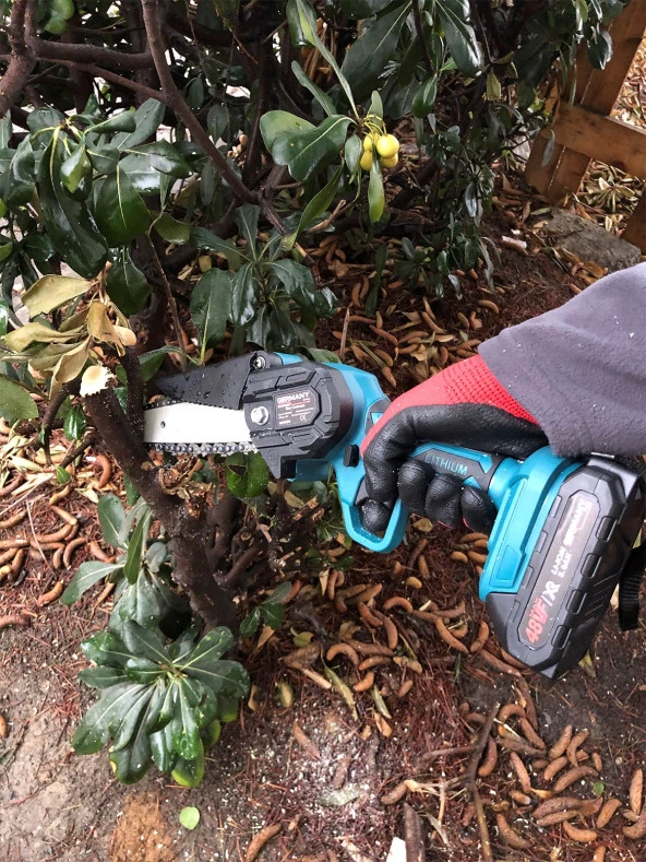 Uzun-kısa Pala Ve Zincir 2x Akü Çantalı Şarjlı Dal Kesme Budama Testere Makine Uzun Pala - 4