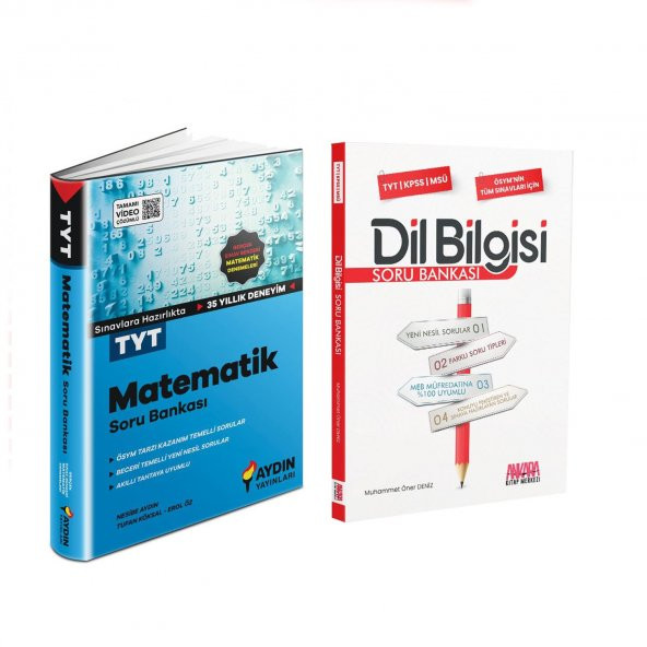 Aydın Yayınları TYT Matematik ve AKM Dil Bilgisi Soru Bankası Seti 2 Kitap