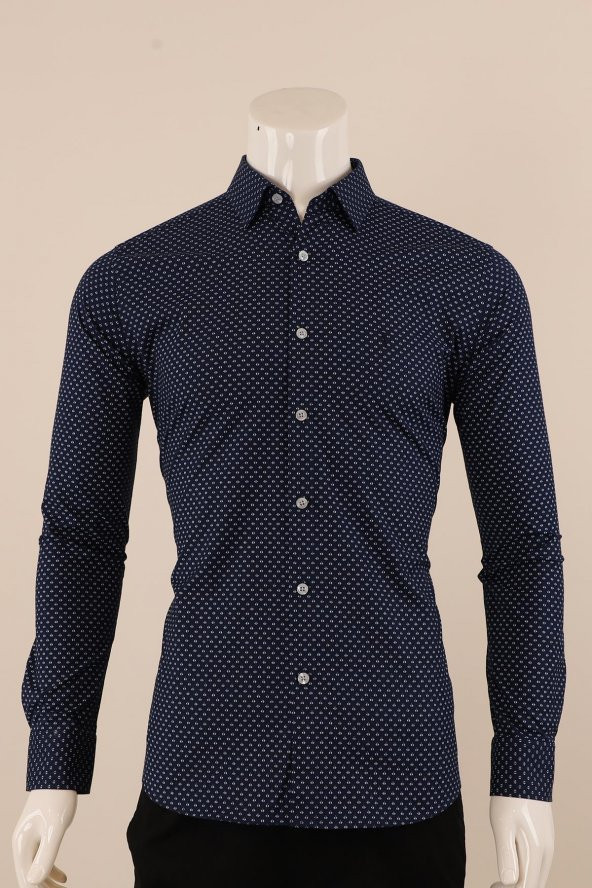 Uzun Kol Slim Fit Desenli Gömlek - 2