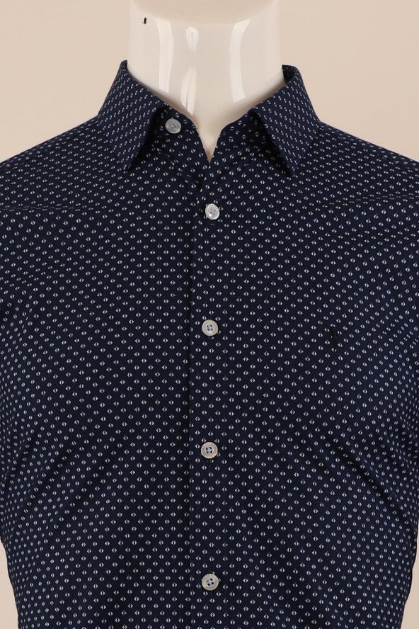 Uzun Kol Slim Fit Desenli Gömlek - 4