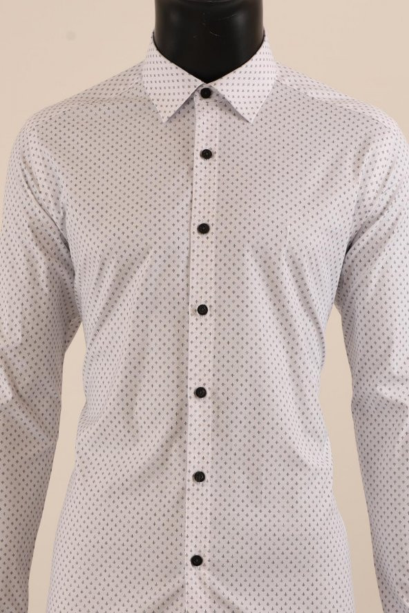 Uzun Kol Slim Fit Desenli Gömlek - 7