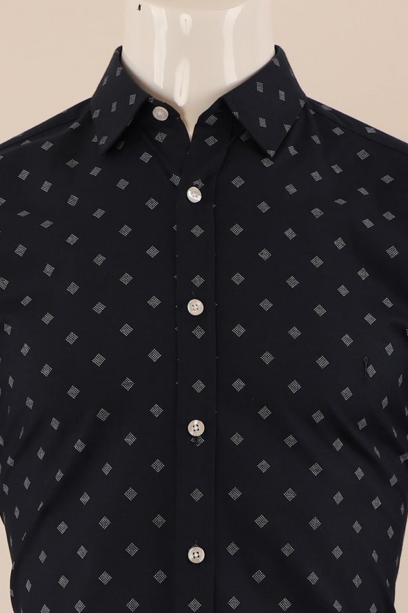 Uzun Kol Slim Fit Desenli Gömlek - 4