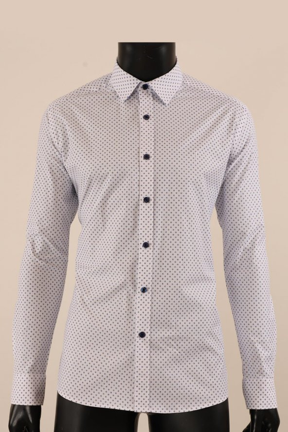 Uzun Kol Slim Fit Desenli Gömlek - 10