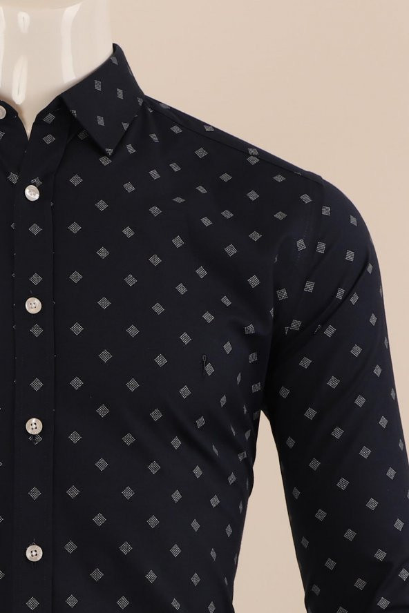Uzun Kol Slim Fit Desenli Gömlek - 5