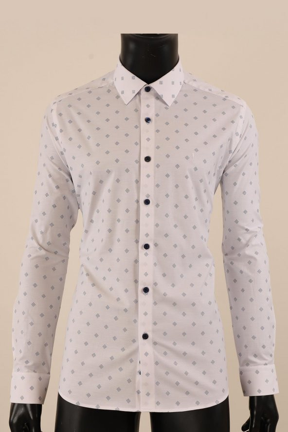 Uzun Kol Slim Fit Desenli Gömlek - 6