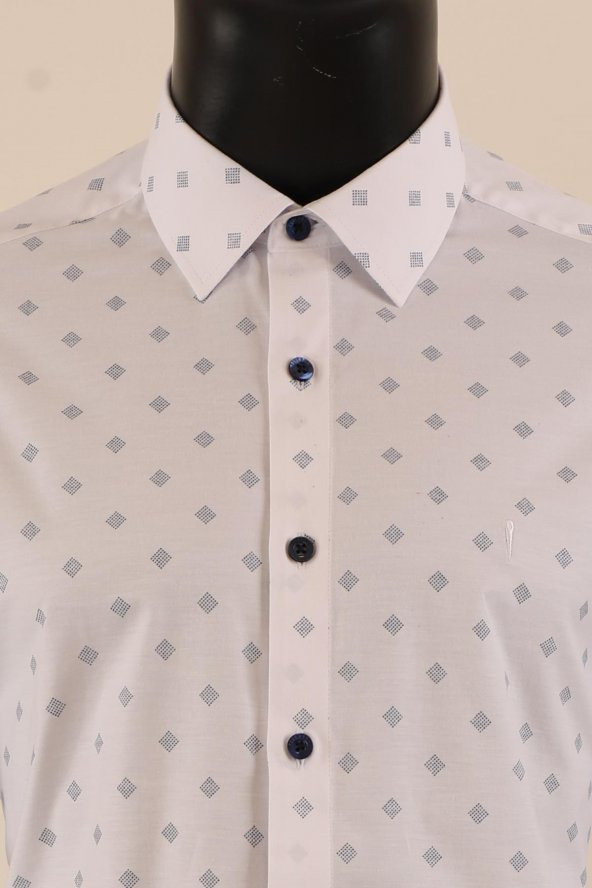 Uzun Kol Slim Fit Desenli Gömlek - 8