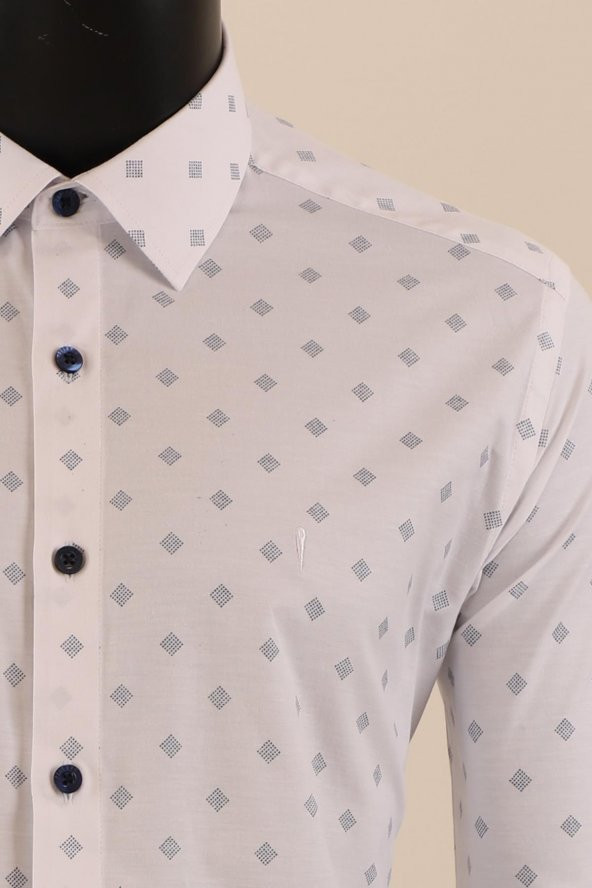 Uzun Kol Slim Fit Desenli Gömlek - 9