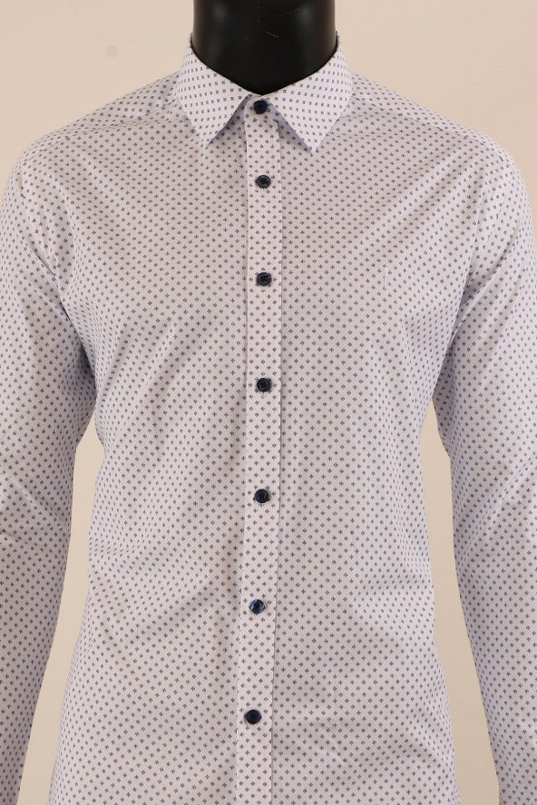Uzun Kol Slim Fit Desenli Gömlek - 11