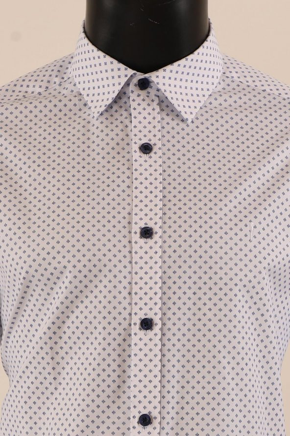 Uzun Kol Slim Fit Desenli Gömlek - 12